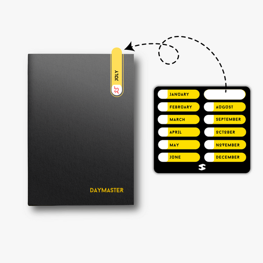 Day Master | Undated Daily Planner, Productivity To-do Notebook for Task & Goal Planning, Monthly Stickers, Pocket Size -14x10 cm
