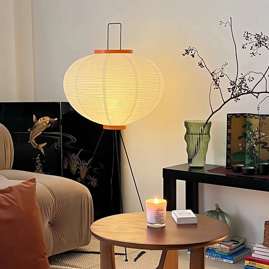 Floor Lamp | Tripod Lighting Fixture with Paper Shade | Ridorn