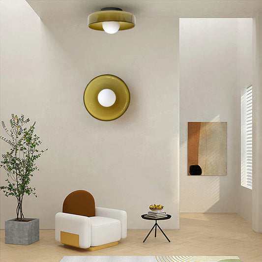 Round Glass Flush Ceiling Light Fixture for Indoor Spaces | Ridorn