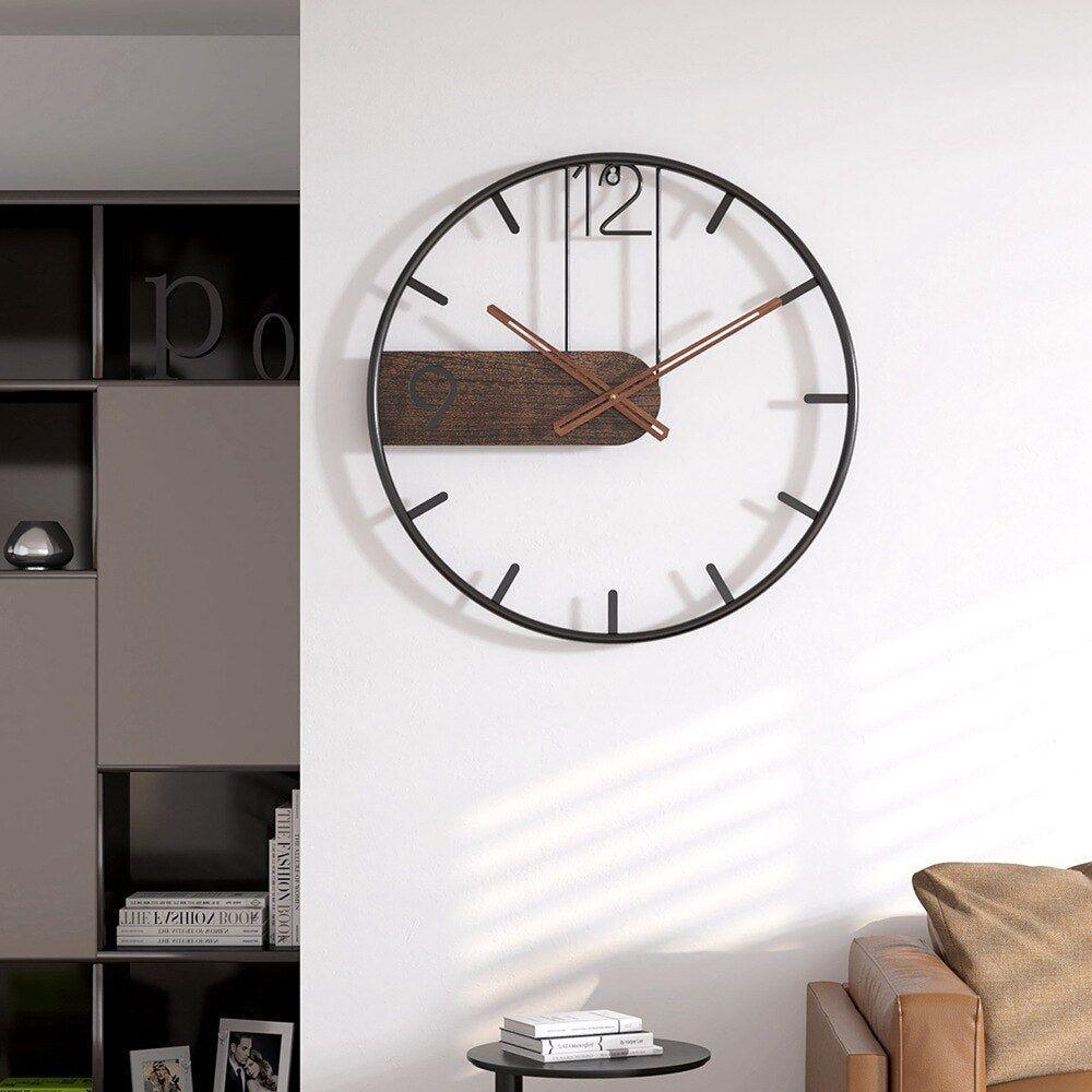 Stylish Large Round Metal Wall Clock for Home Decor | Ridorn
