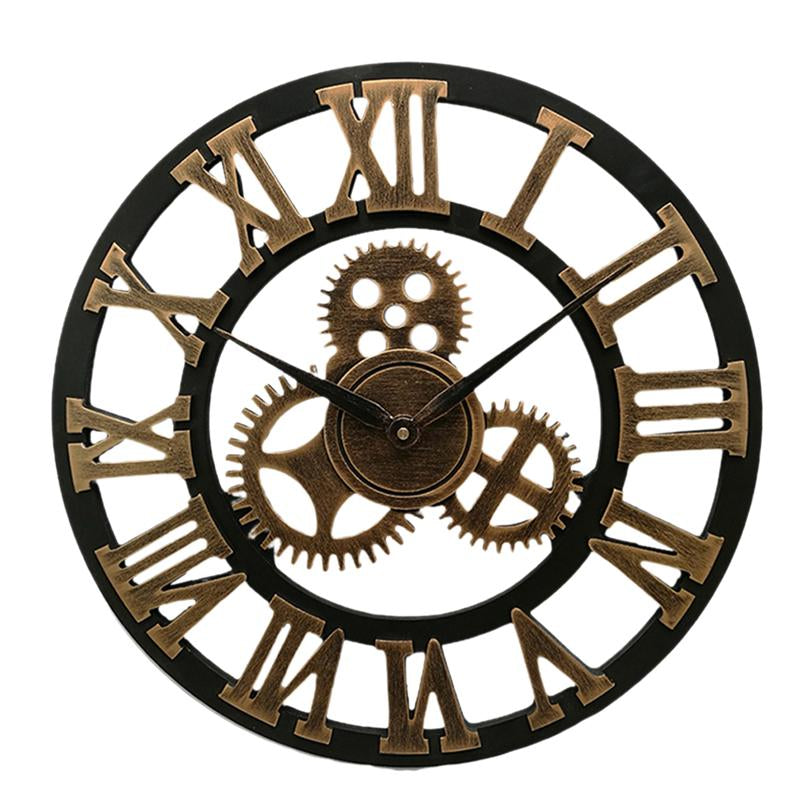 Oversized 3D Retro Wall Clock in Antique Style, 40cm | Ridorn