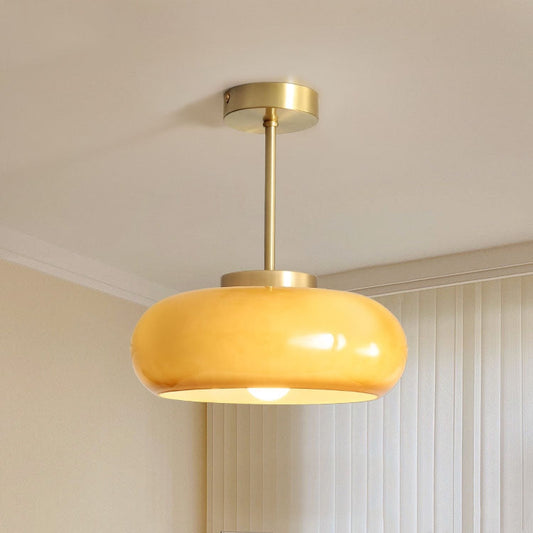 Elegant Round Amber Glass Ceiling Light for Modern Spaces | Ridorn