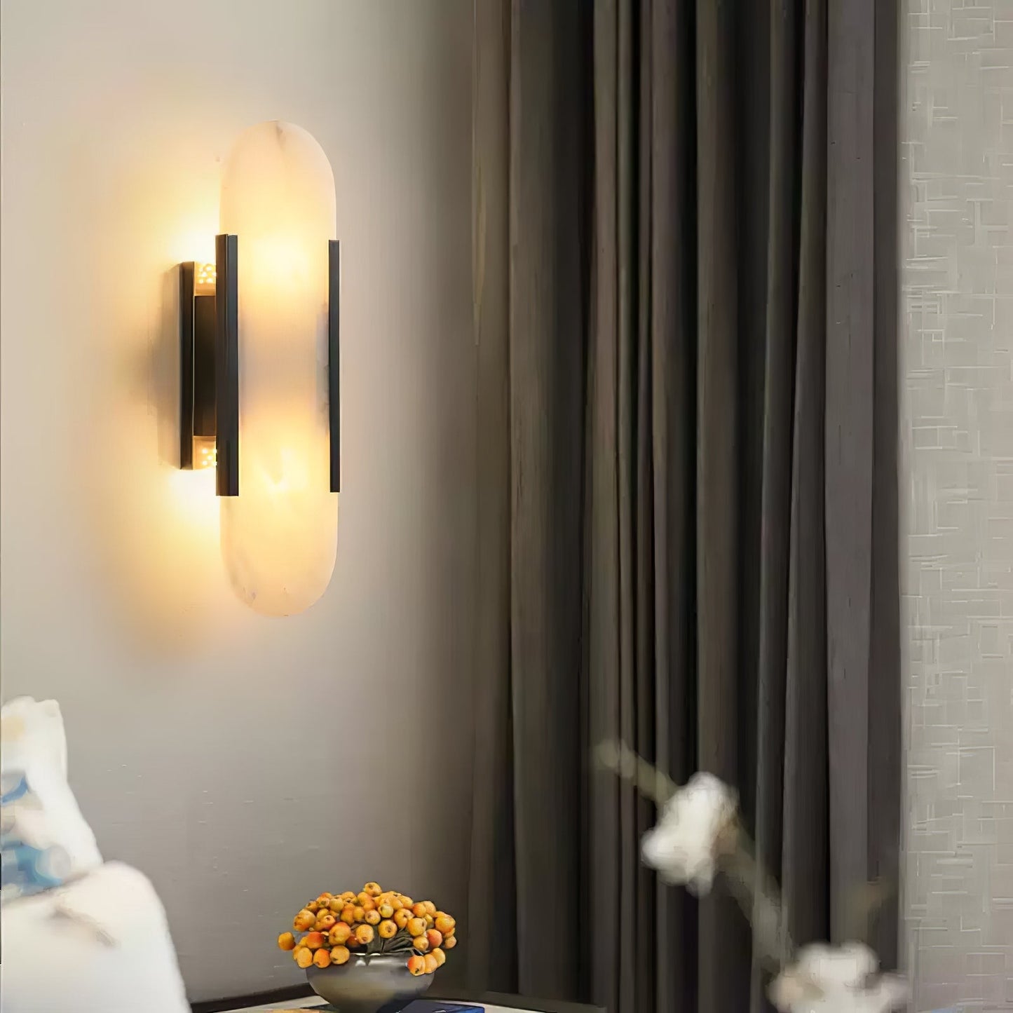 Living Room Wall Light | Elongated Alabaster Design | Ridorn