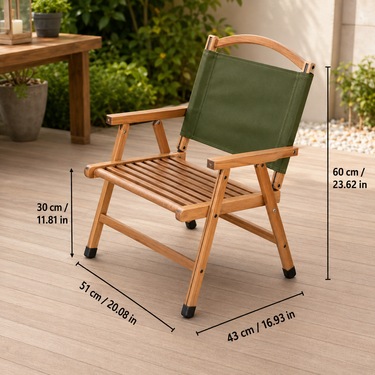 Nordic Folding Outdoor Chair with Bamboo Frame and Oxford | Ridorn