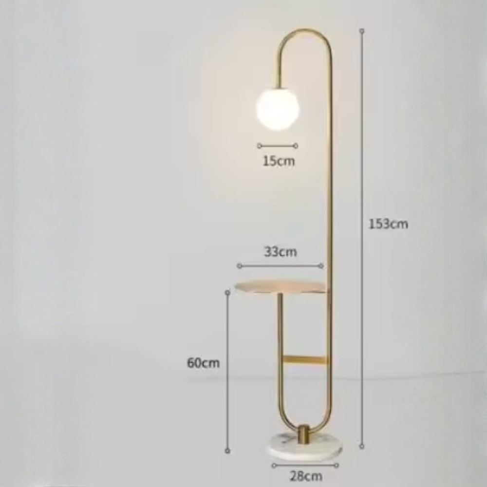 NordHalo Arc | Scandinavian LED Floor Lamp with Side Table | Ridorn