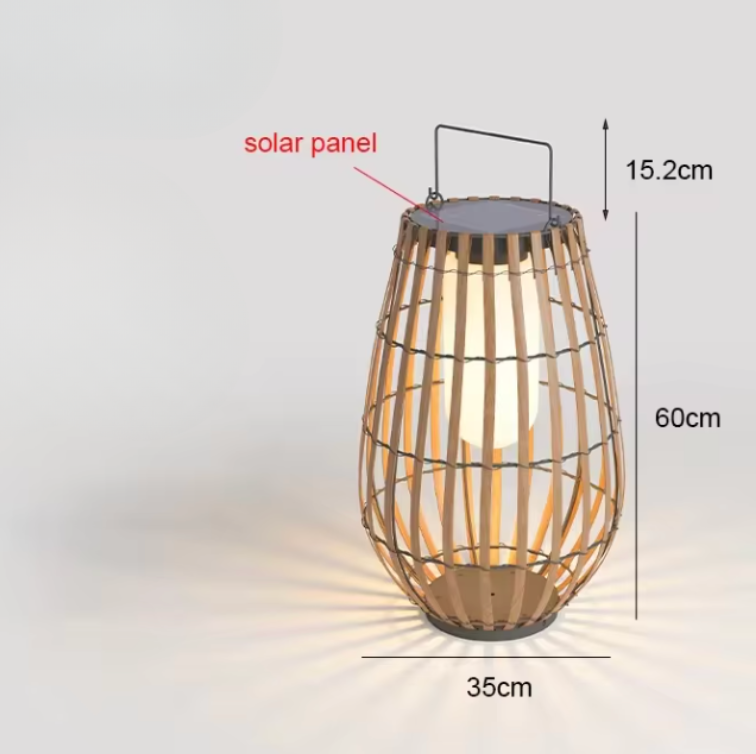 Outdoor Solar Rattan Floor Lamp | Handcrafted Eco-Friendly | Ridorn