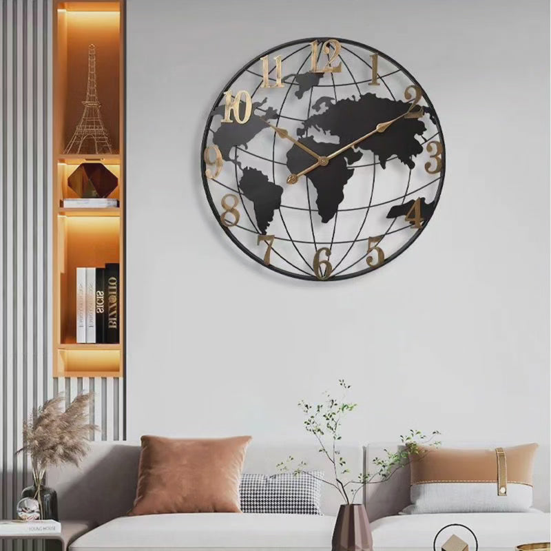 Oversized World Map Wall Clock for Modern Decor | Ridorn