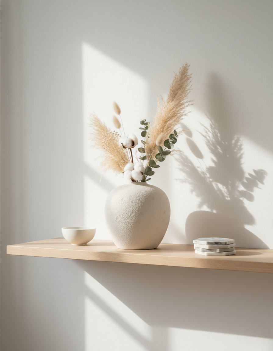 Tall White Ceramic Vase with Sculptural Design for Home | Ridorn