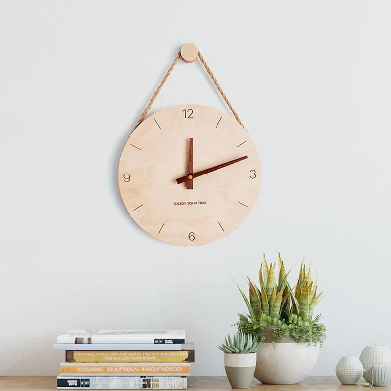 Natural Wood Minimalist Wall Clock with Silent Mechanism | Ridorn