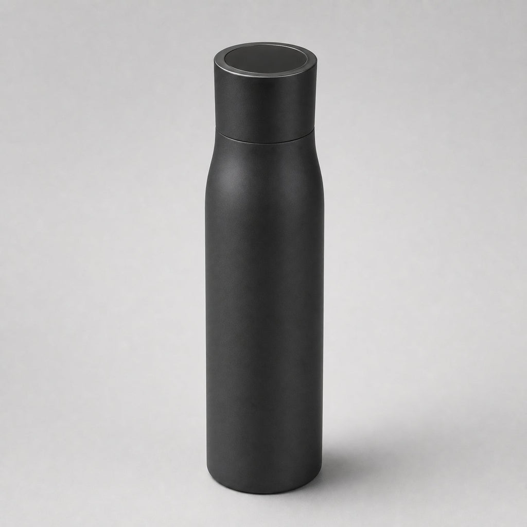 Self-Cleaning UV-C Water Bottle, Insulated Stainless Steel with Touch Display, black finish