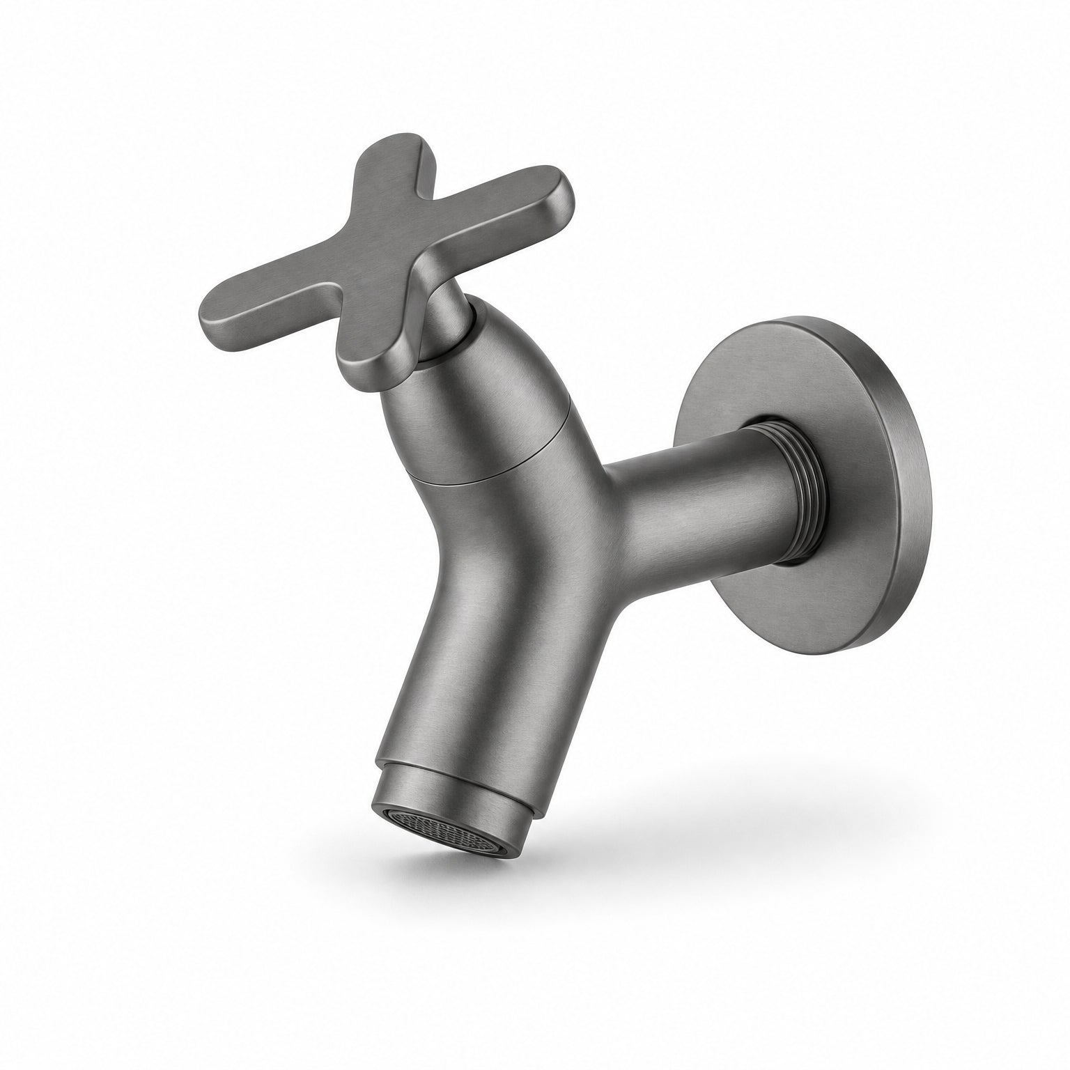 Wall Mounted Cold Water Tap, Solid Brass Single Faucet for Utility & Garden Sinks, grey finish