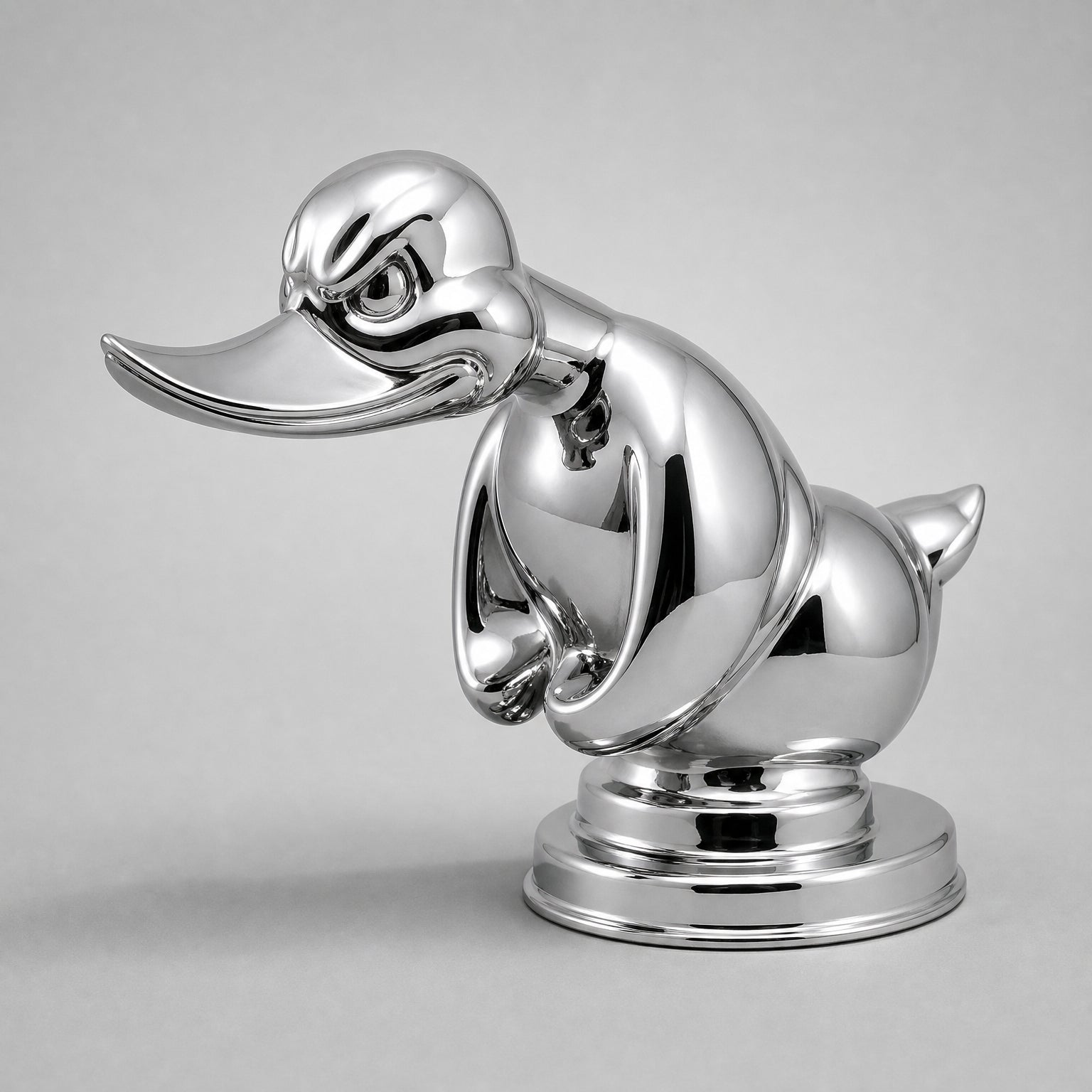 Rubber Duck Hood Ornament, Angry Duck Car Radiator Emblem, silver finish