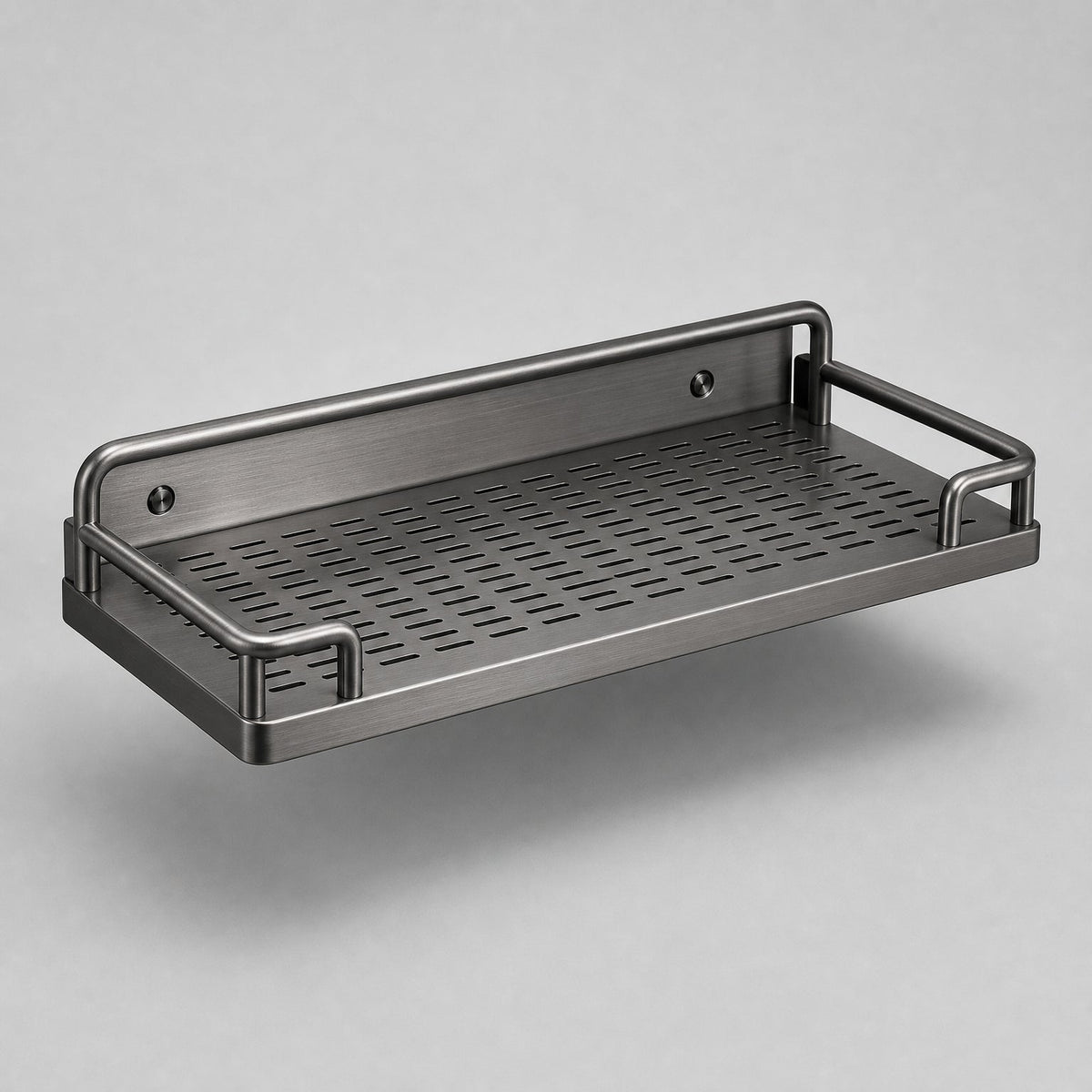 Bathroom Shelf with Towel Bar, Wall-Mounted Perforated Steel Shelf, towel-rail-not-included finish