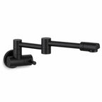Pot Filler Faucet Wall Mount, Folding Kitchen Tap with Swivel Spout, 5 Finishes, black finish