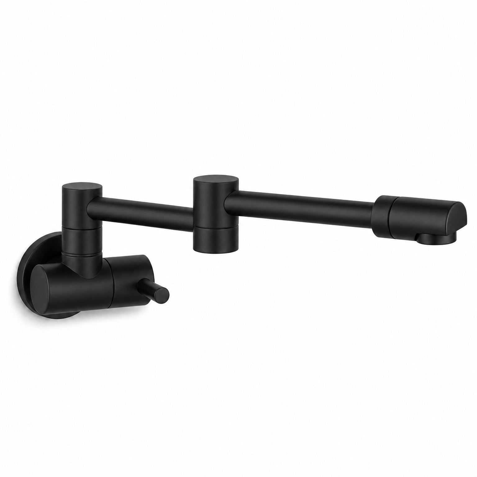 Pot Filler Faucet Wall Mount, Folding Kitchen Tap with Swivel Spout, 5 Finishes, black finish