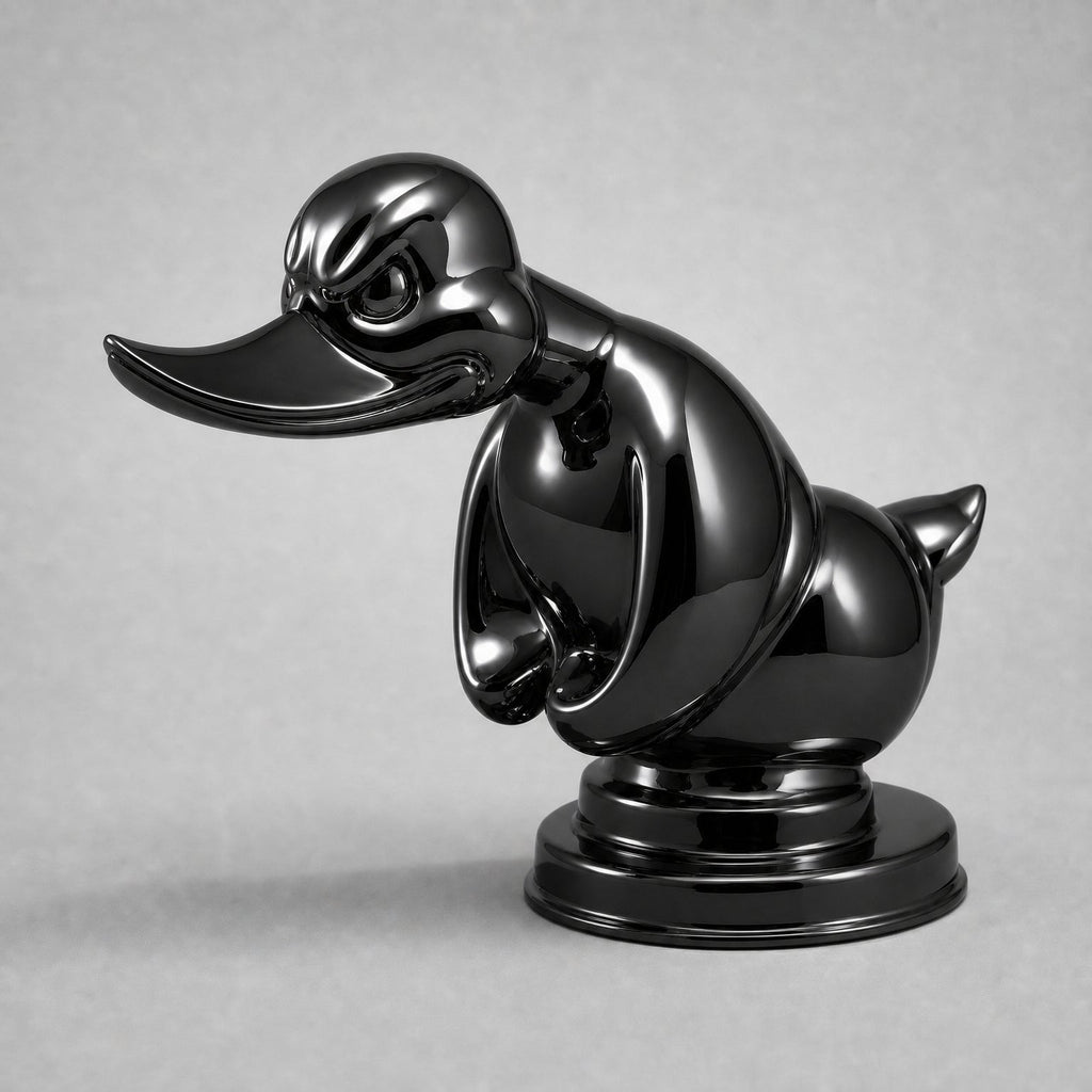Rubber Duck Hood Ornament, Angry Duck Car Radiator Emblem, black finish