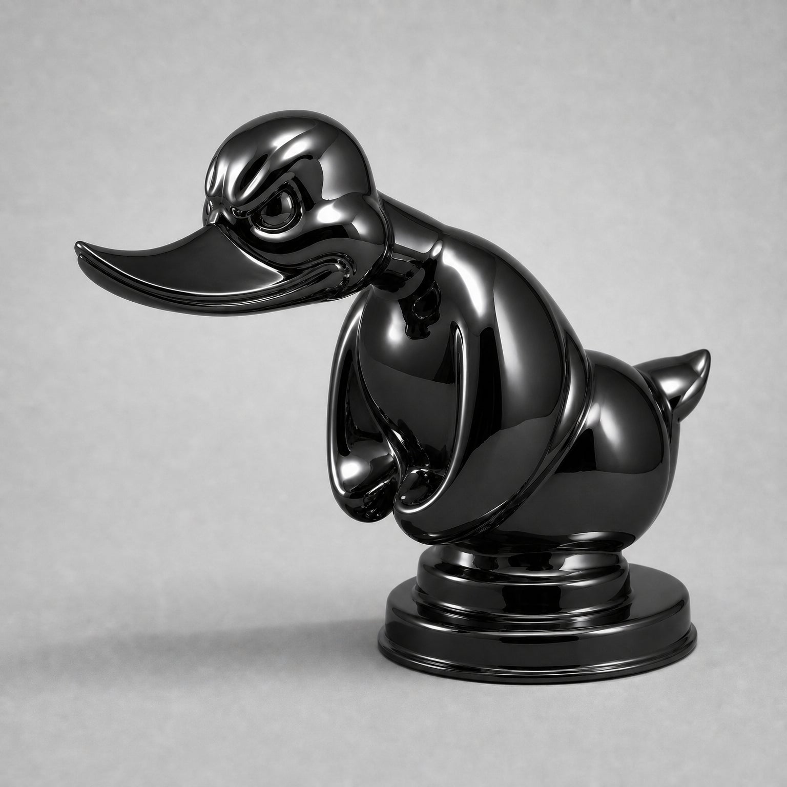 Rubber Duck Hood Ornament, Angry Duck Car Radiator Emblem, black finish