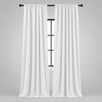 Thermal Blackout Curtains for Bedroom & Living Room, Rod Pocket Insulated Panels, Pair, white finish