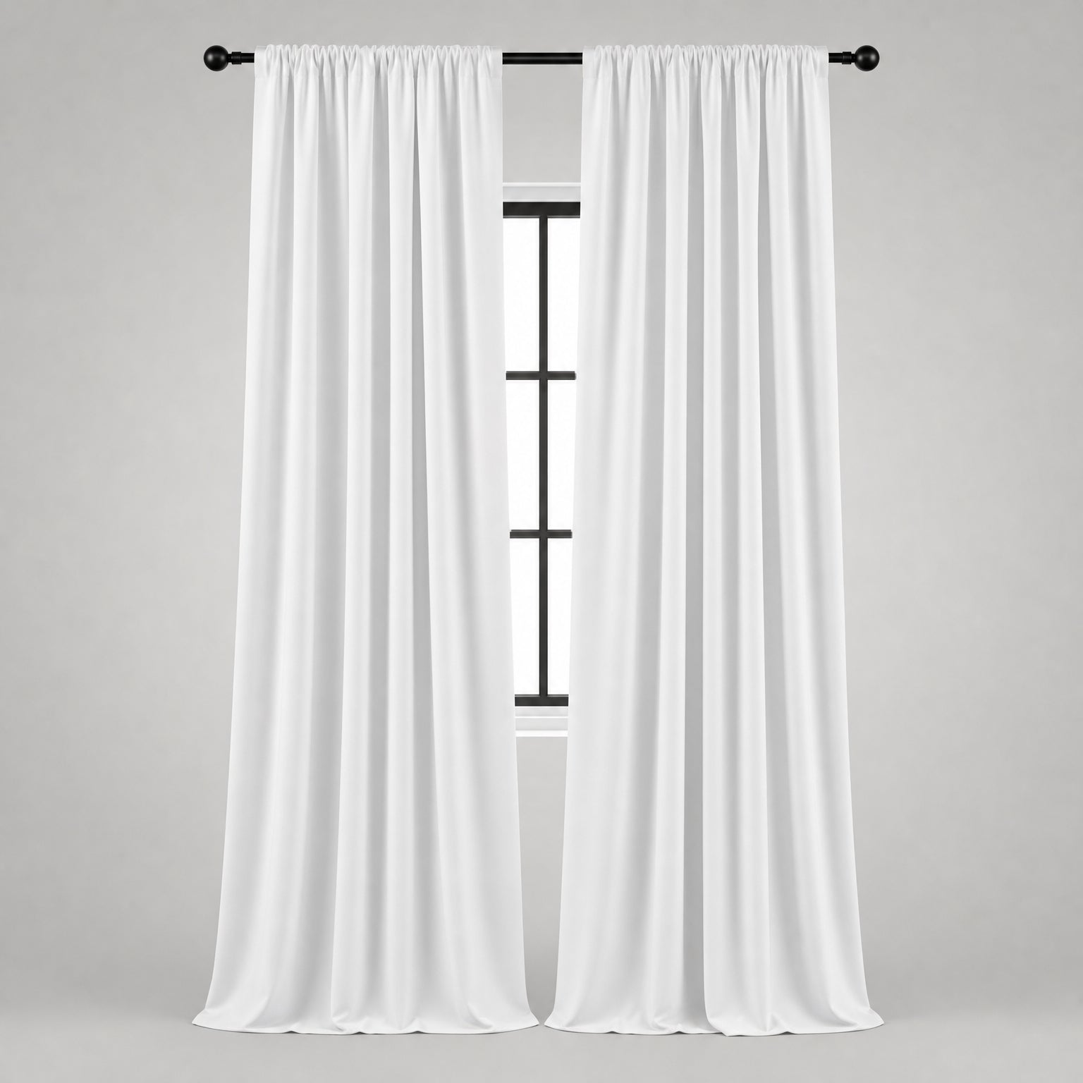 Thermal Blackout Curtains for Bedroom & Living Room, Rod Pocket Insulated Panels, Pair, white finish
