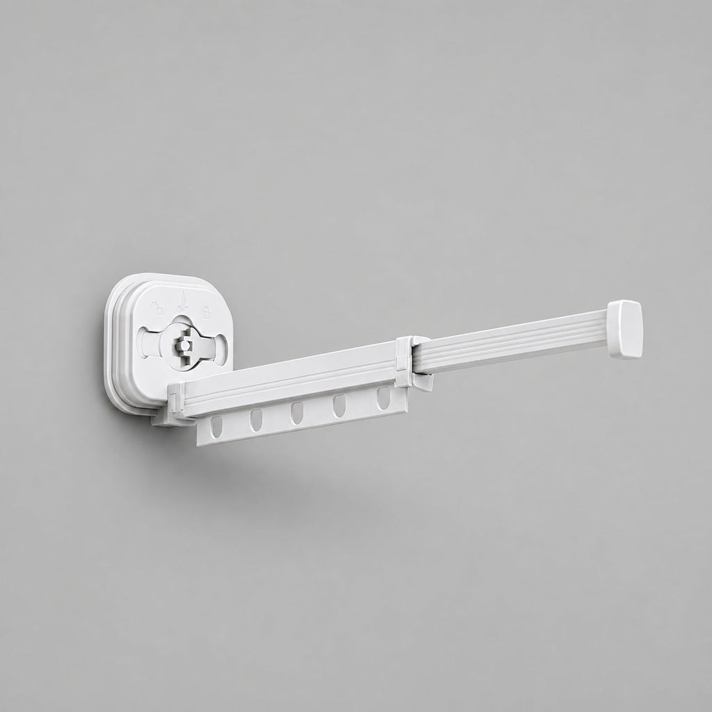 Suction Cup Drying Rack, No-Drill Telescopic Wall Rail for Laundry, white finish
