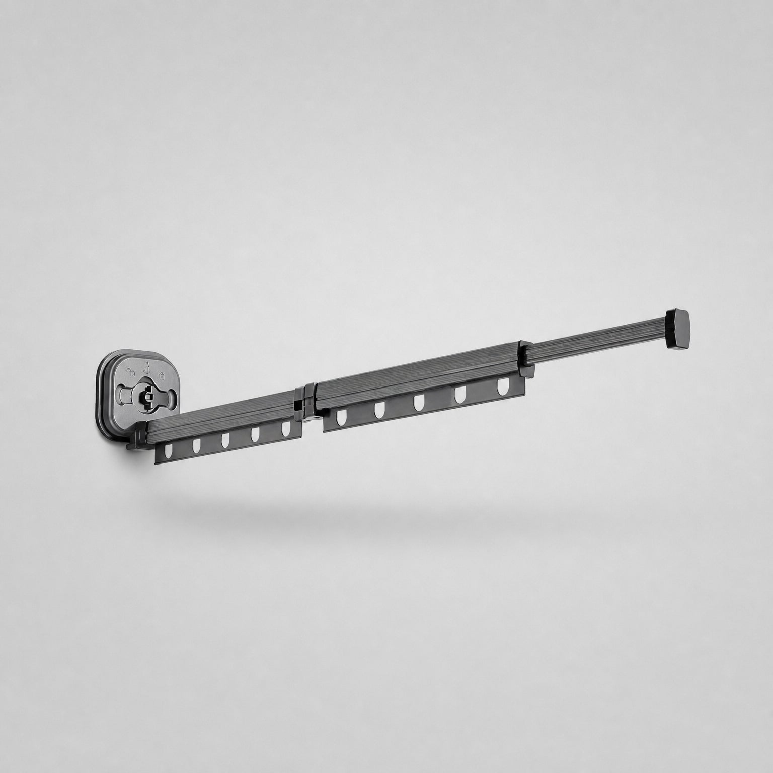 Suction Cup Drying Rack, No-Drill Telescopic Wall Rail for Laundry, double folding style in gray, showing the second rail bar stacked above the first