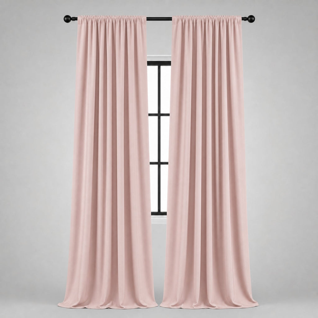 Thermal Blackout Curtains for Bedroom & Living Room, Rod Pocket Insulated Panels, Pair, blush-pink finish