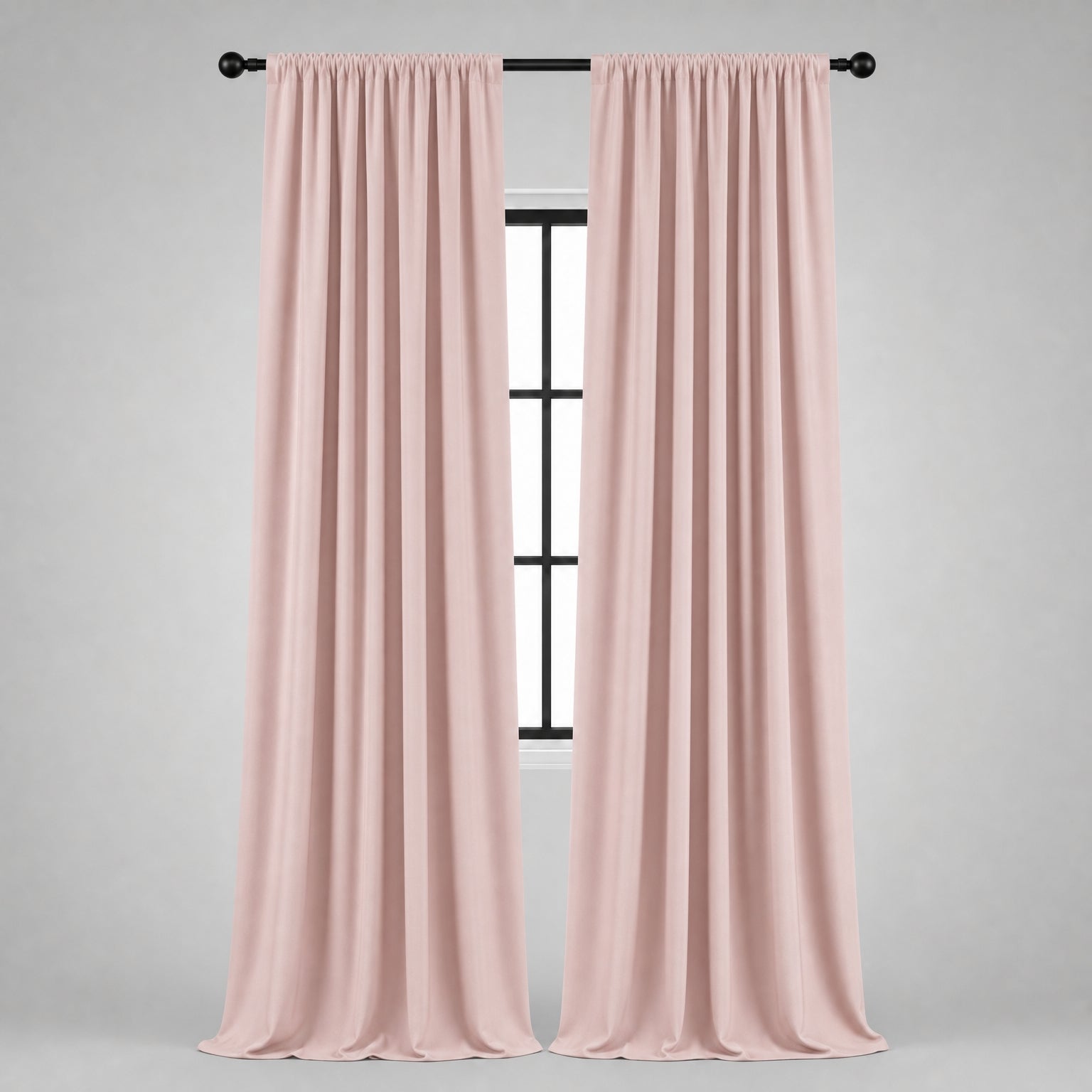 Thermal Blackout Curtains for Bedroom & Living Room, Rod Pocket Insulated Panels, Pair, blush-pink finish