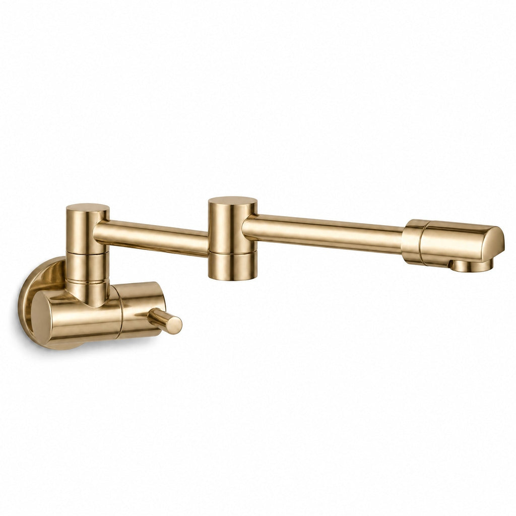 Pot Filler Faucet Wall Mount, Folding Kitchen Tap with Swivel Spout, 5 Finishes, gold finish