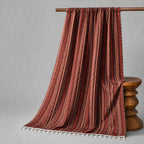 Boho Curtains Semi Blackout, Striped Tassel Curtain Panel for Living Room & Bedroom, sunset-spice finish