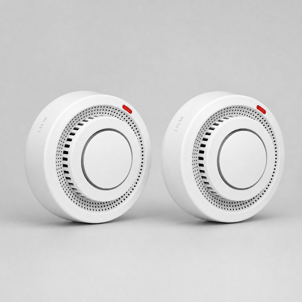 Smart WiFi Smoke & Fire Alarm, 85dB Heat Detection Alert with App Notifications, white-2pcs finish