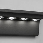 Close view of the Solar Outdoor Wall Light, Weather-Resistant LED Fence & Porch Light's row of five LED lenses