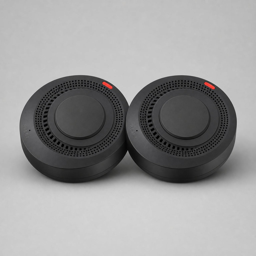 Smart WiFi Smoke & Fire Alarm, 85dB Heat Detection Alert with App Notifications, black-2pcs finish