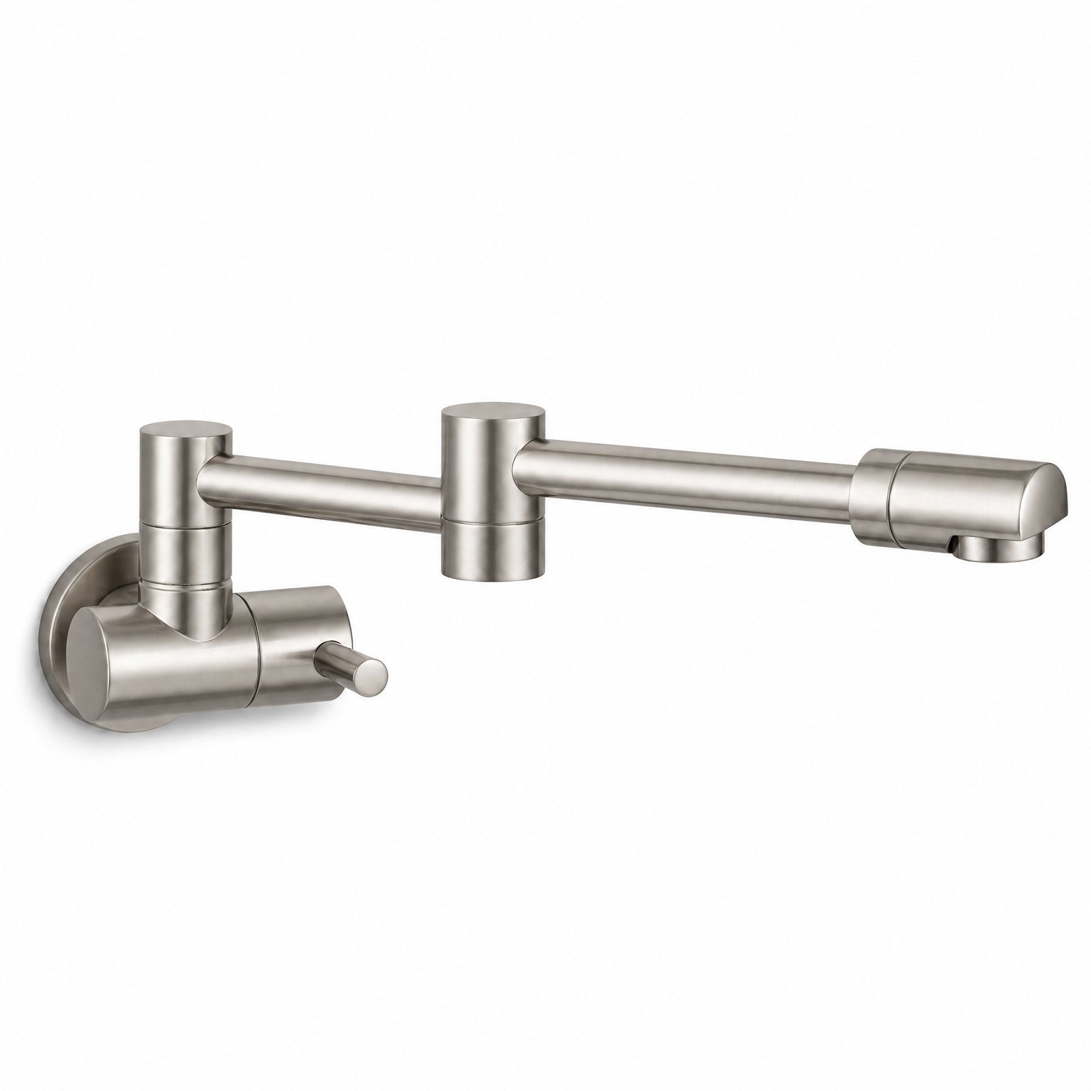 Pot Filler Faucet Wall Mount, Folding Kitchen Tap with Swivel Spout, 5 Finishes, nickel finish