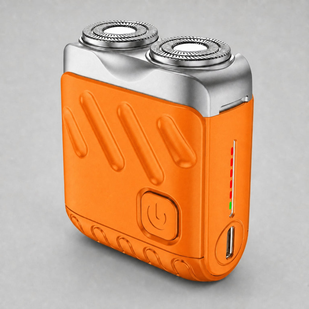 Rotary Electric Shaver for Men, Dual-Ring Blade Water-Resistant Grooming Razor, orange finish