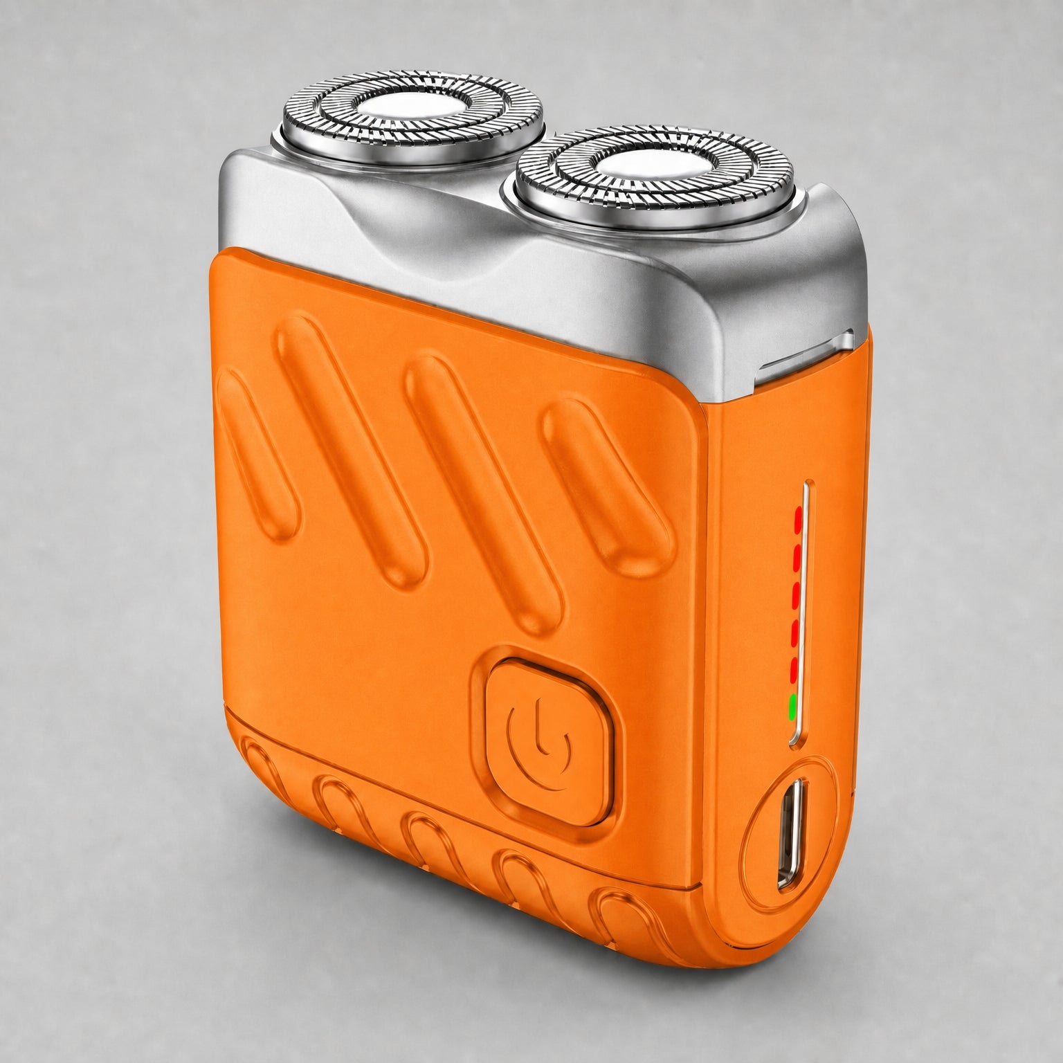 Rotary Electric Shaver for Men, Dual-Ring Blade Water-Resistant Grooming Razor, orange finish