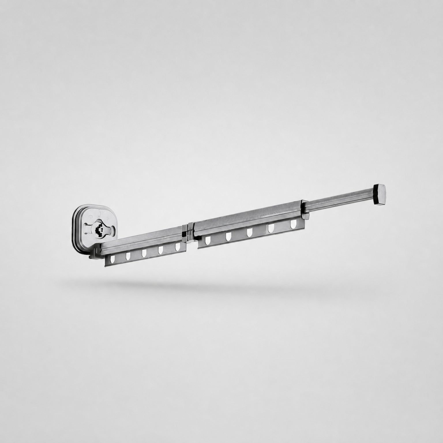 Suction Cup Drying Rack, No-Drill Telescopic Wall Rail for Laundry, double folding style in white, showing the second rail bar stacked above the first