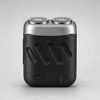 Rotary Electric Shaver for Men, Dual-Ring Blade Water-Resistant Grooming Razor, front-on view of the two rotary heads