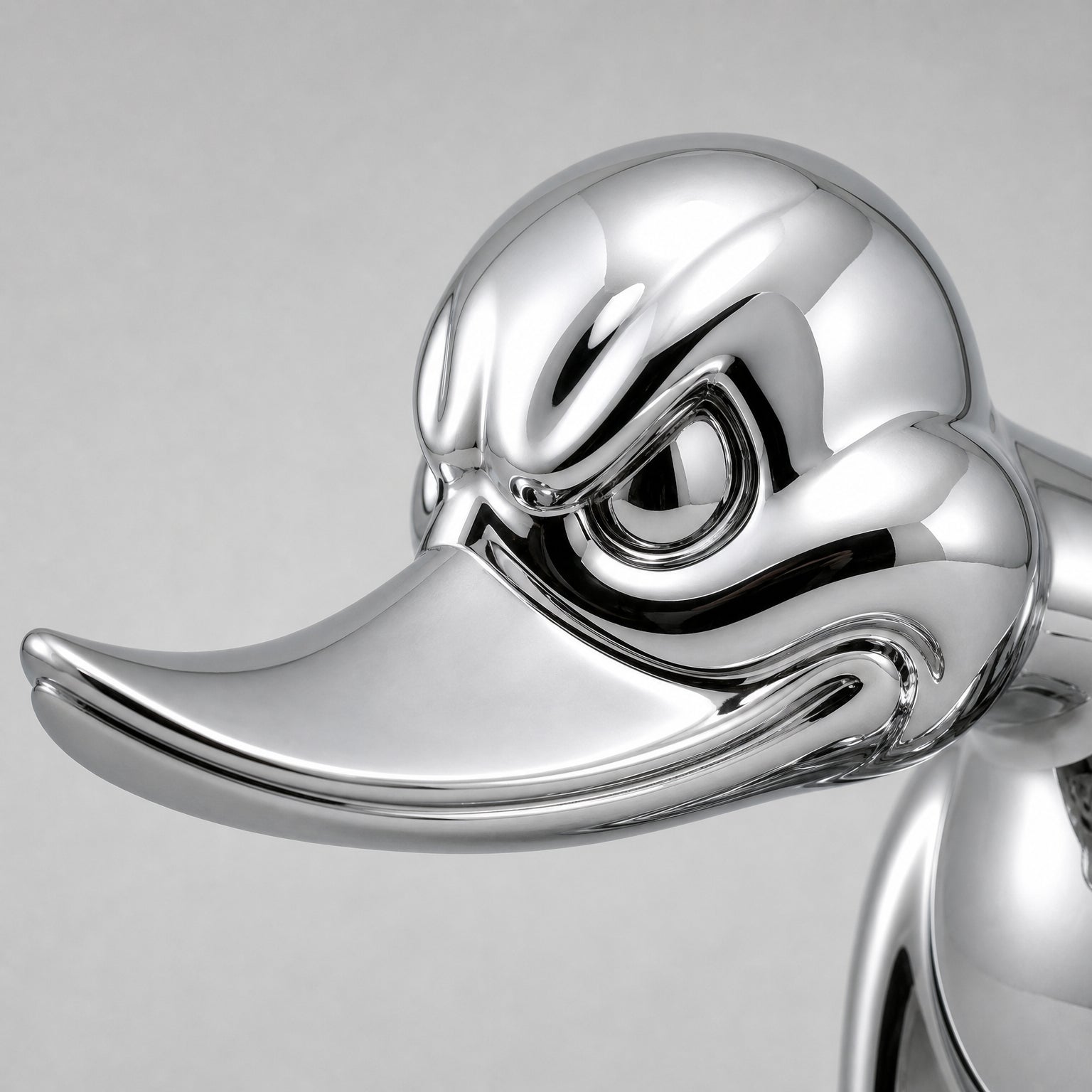 Rubber Duck Hood Ornament, Angry Duck Car Radiator Emblem: cast detail of the head and bill
