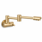 Pot Filler Faucet Wall Mount, Folding Kitchen Tap with Swivel Spout, 5 Finishes, champagne-gold finish