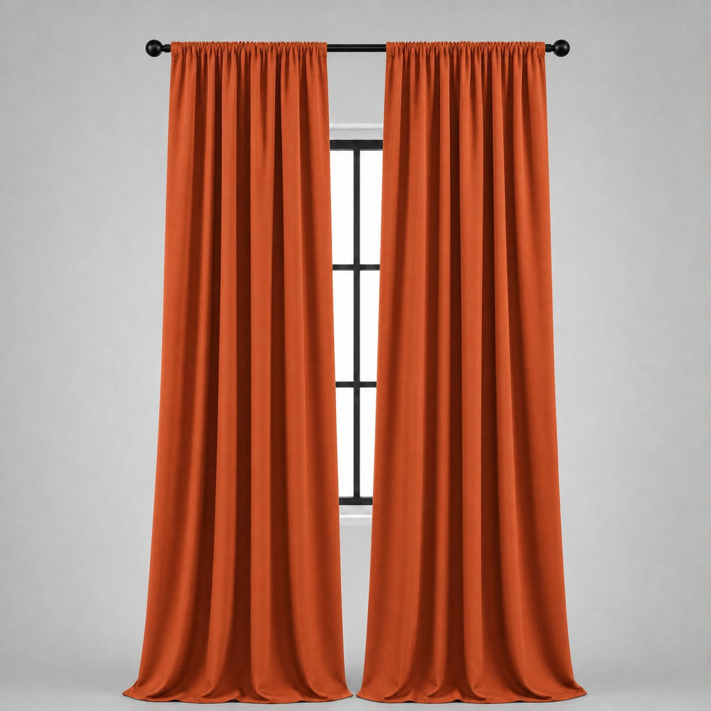 Thermal Blackout Curtains for Bedroom & Living Room, Rod Pocket Insulated Panels, Pair, orange finish