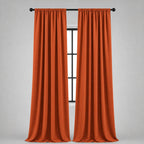 Thermal Blackout Curtains for Bedroom & Living Room, Rod Pocket Insulated Panels, Pair, orange finish