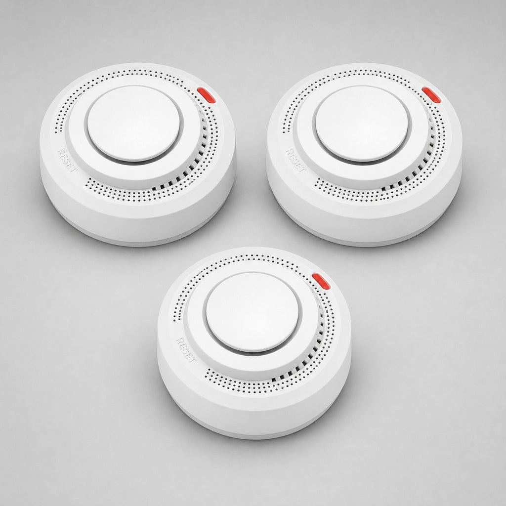 Smart WiFi Smoke & Fire Alarm, 85dB Heat Detection Alert with App Notifications, White 3PCS finish