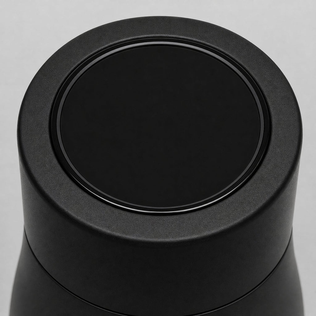 Close view of the touch display window on the cap of the Self-Cleaning UV-C Water Bottle, Insulated Stainless Steel with Touch Display