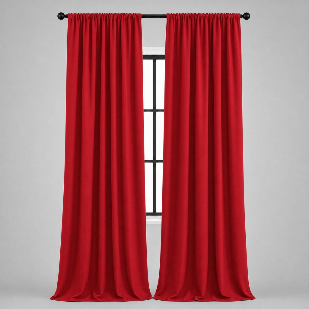 Thermal Blackout Curtains for Bedroom & Living Room, Rod Pocket Insulated Panels, Pair, red finish
