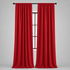 Thermal Blackout Curtains for Bedroom & Living Room, Rod Pocket Insulated Panels, Pair, red finish