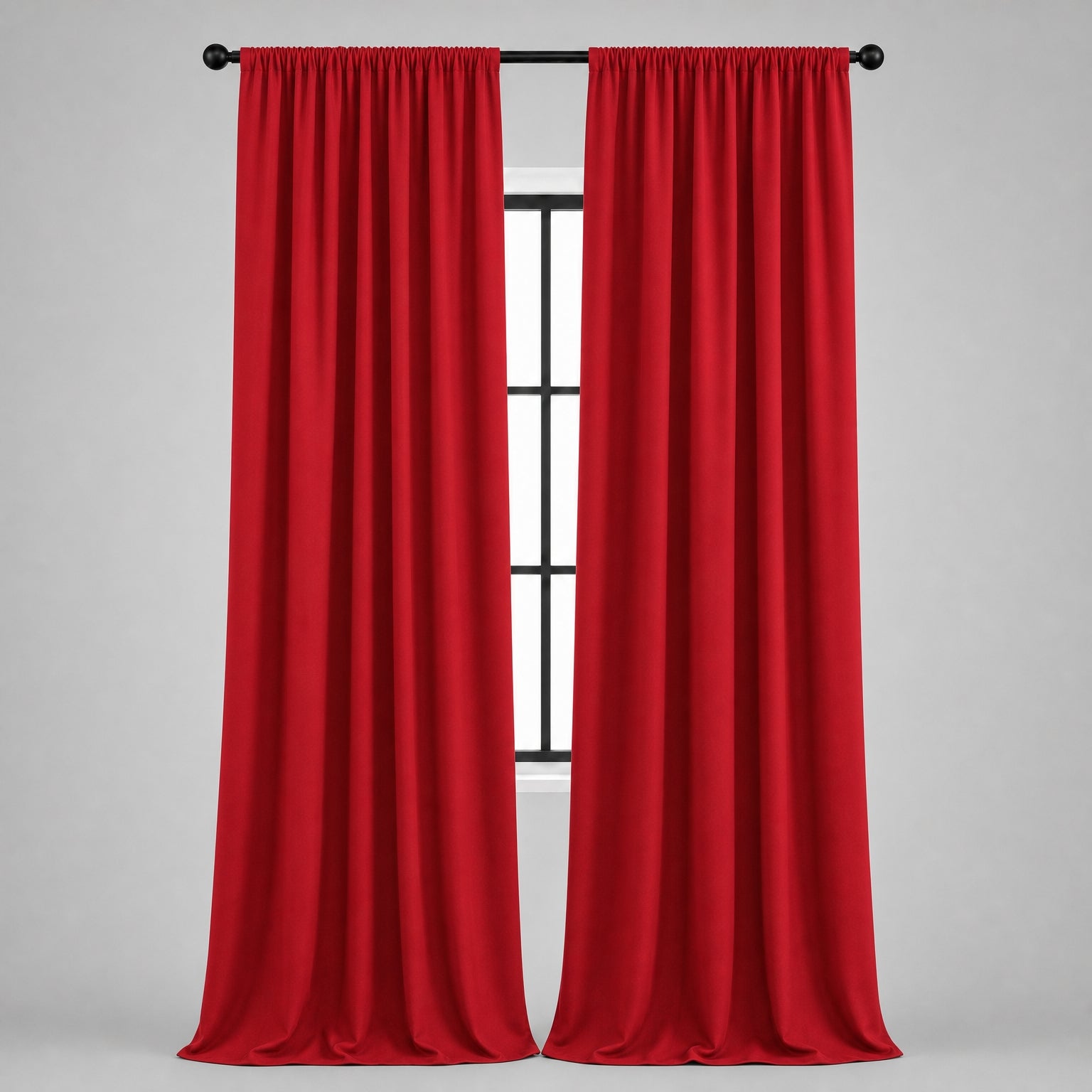 Thermal Blackout Curtains for Bedroom & Living Room, Rod Pocket Insulated Panels, Pair, red finish