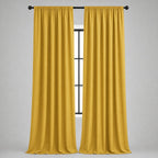 Thermal Blackout Curtains for Bedroom & Living Room, Rod Pocket Insulated Panels, Pair, yellow finish