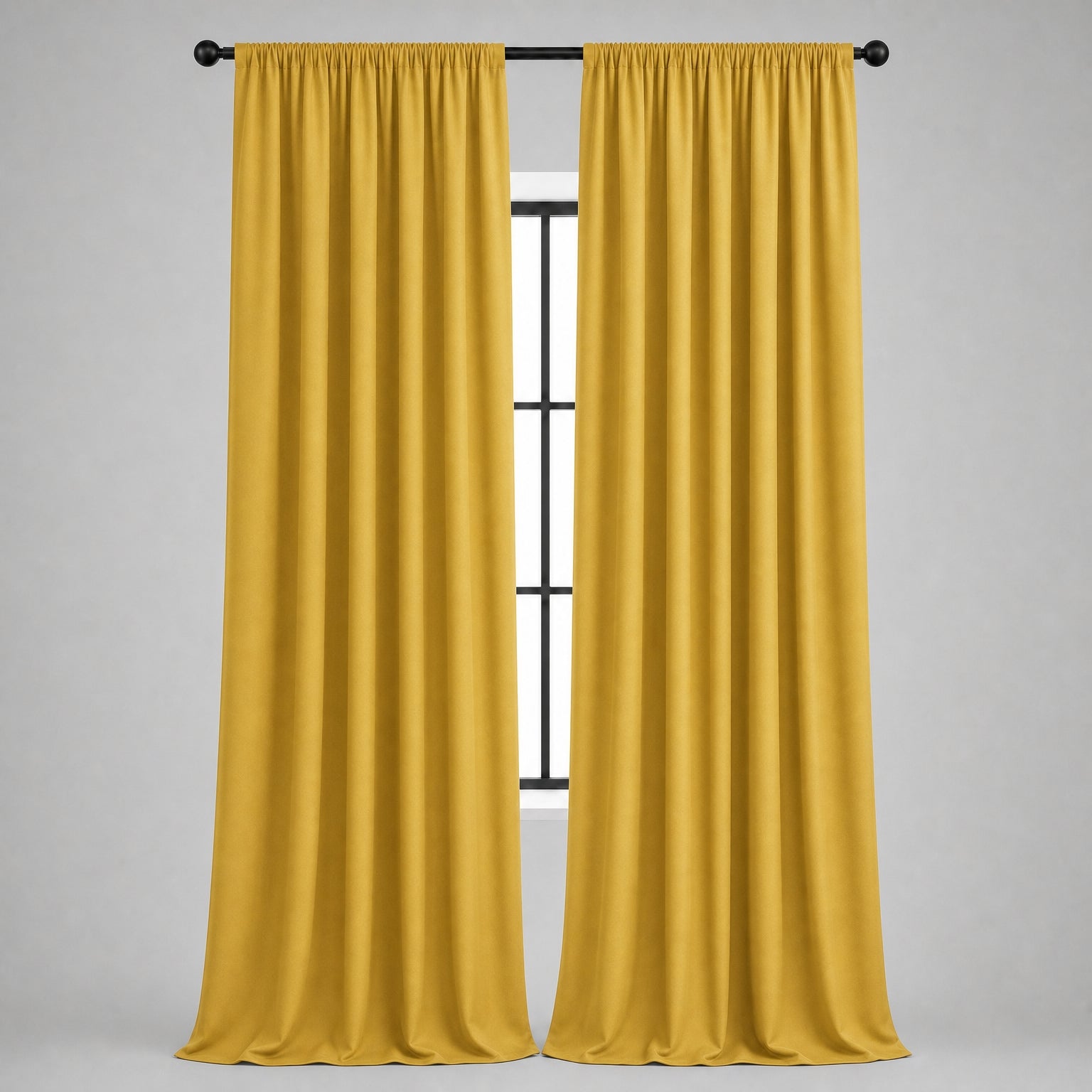 Thermal Blackout Curtains for Bedroom & Living Room, Rod Pocket Insulated Panels, Pair, yellow finish