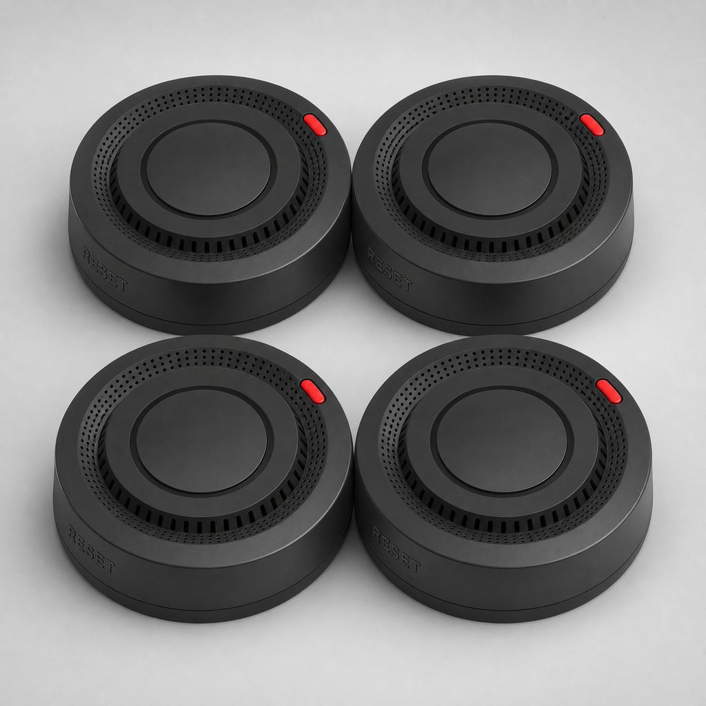 Smart WiFi Smoke & Fire Alarm, 85dB Heat Detection Alert with App Notifications, black-4pcs finish