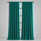 Thermal Blackout Curtains for Bedroom & Living Room, Rod Pocket Insulated Panels, Pair, teal-green finish